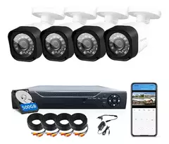 QIGO Kit Cámara de seguridad QG-77-K500G con resolución de 4ch 2MP visión nocturna incluida Color blanca Exterior Videovigilancia