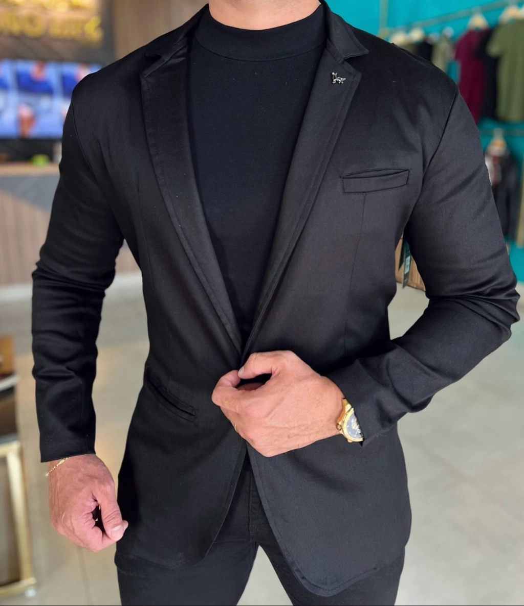 Blazer Sarja c/Elastano SlimFit Preto
