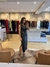 Vestido midi couro com fivela cintura