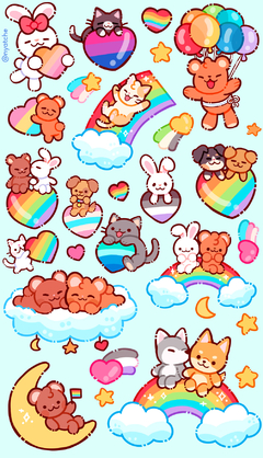 Cartela de Adesivos Arco Iris 1