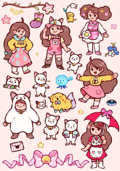 Cartela de Adesivos Bee and Puppycat