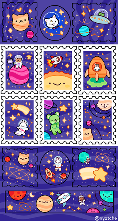 Cartela de Adesivos Selos Espaço