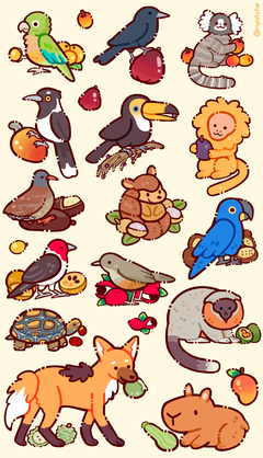 Cartela de Adesivos Frutas Fauna
