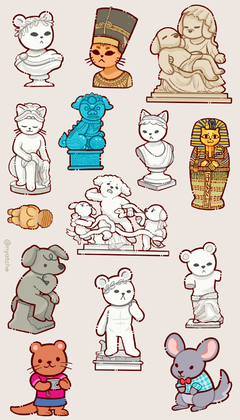 Cartela de Adesivos Estatuas