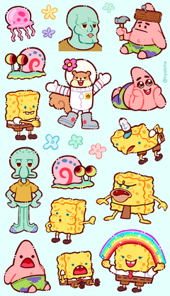 Cartela de Adesivos Bob Esponja