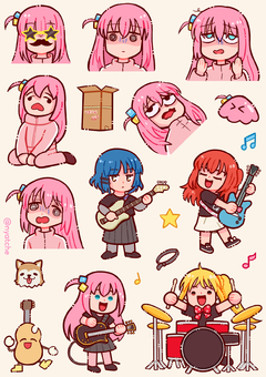 Cartela de Adesivos Bocchi the Rock