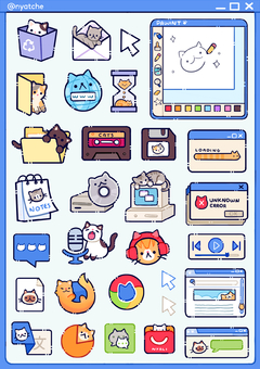 Cartela de Adesivos Gatos Tech