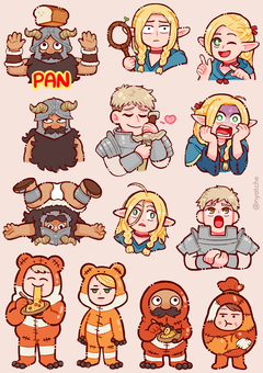 Cartelas de Adesivos Dungeon Meshi Memes 1