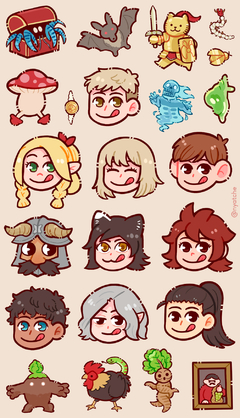 Cartela de Adesivos Dungeon Meshi rostos