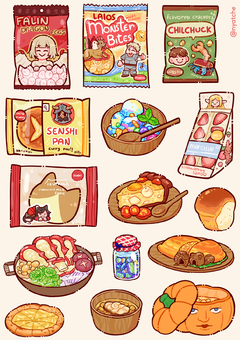 Cartelas de Adesivos Dungeon Meshi Konbini