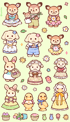 Cartela de Adesivos Sylvanian Families Primavera