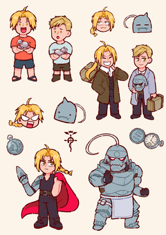 Cartela de Adesivos Full Metal Alckemist irmãos