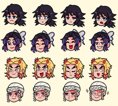 Cartelas Adesivos Kimetsu no Yaiba Carinhas