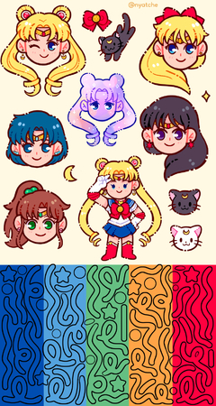 Cartela de Adesivos Deco Sailor Moon
