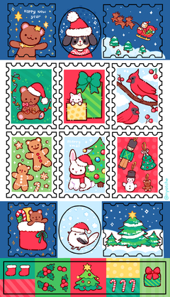 Cartela de Adesivos Natal Selos