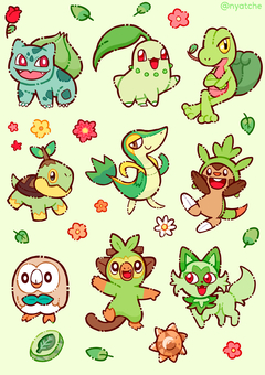 Cartelas de Adesivos Pokemons Iniciais