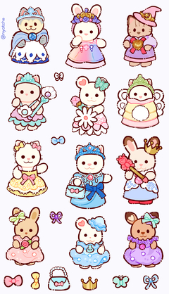 Cartela de Adesivos Sylvanian Families Princesas