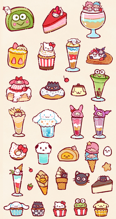 Cartela de Adesivos Sanrio Café