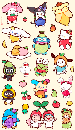 Cartela de Adesivos Sanrio Frutas