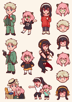Cartela de Adesivos Spy Family
