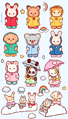 Cartela de Adesivos Sylvanian Families Chuva