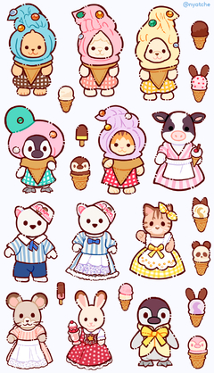 Cartela de Adesivos Sylvanian Families Sorvete