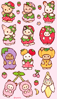 Cartela de Adesivos Sylvanian Families Morangos - comprar online