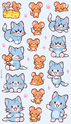 Cartela de Adesivos Tom e Jerry