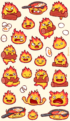 Cartela de Adesivos Ghibli Calcifer