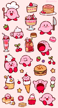 Cartela de Adesivos Kirby comidas
