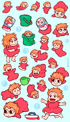 Cartela de Adesivos Ghibli Ponyo