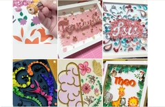 Quadro feito à mão com quilling personalizado para porta maternidade e presentes.