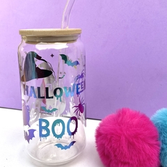 COPO PERSONALIZADO DE VIDRO COM TAMPA E CANUDO - 550ML-HALLOWEEN - loja online