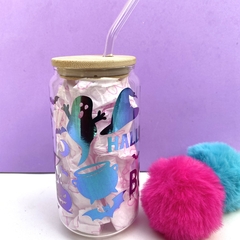 COPO PERSONALIZADO DE VIDRO COM TAMPA E CANUDO - 550ML-HALLOWEEN - comprar online