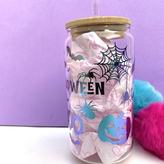 COPO PERSONALIZADO DE VIDRO COM TAMPA E CANUDO - 550ML-HALLOWEEN - comprar online