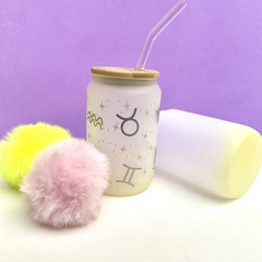COPO PERSONALIZADO DE VIDRO FOSCO E COLORIDO - 400ML - ZODÍACO - comprar online