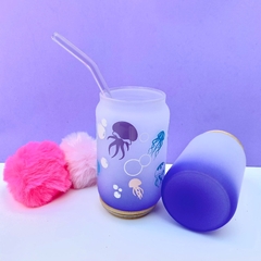 COPO PERSONALIZADO DE VIDRO FOSCO E COLORIDO - 400ML - ÁGUA VIVA - comprar online