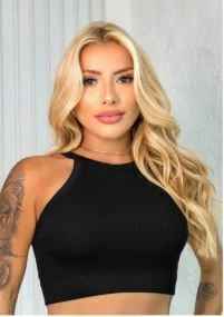 Top Cropped Canelado Poliamida Premium | Academia • Fitness • Casu na internet