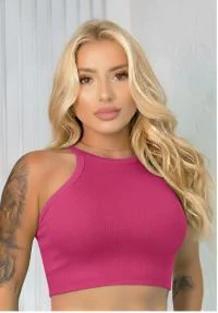 Top Cropped Canelado Poliamida Premium | Academia • Fitness • Casu