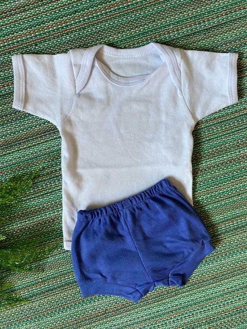 Conjunto Body e Shorts Bebê Canelado
