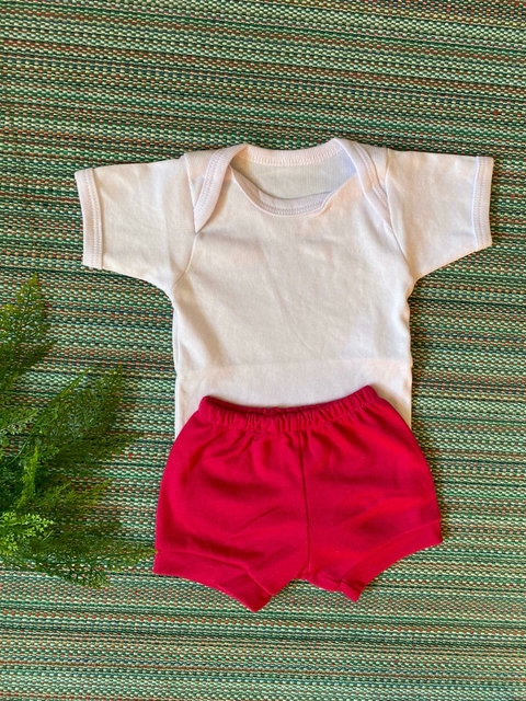 Conjunto Body e Shorts Bebê Canelado