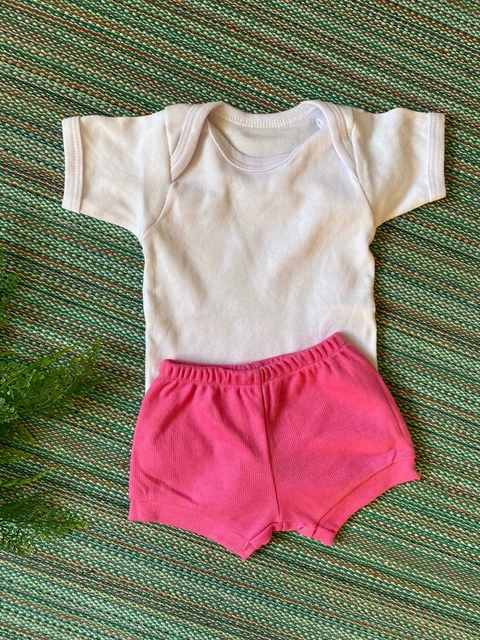 Conjunto Body e Shorts Bebê Canelado
