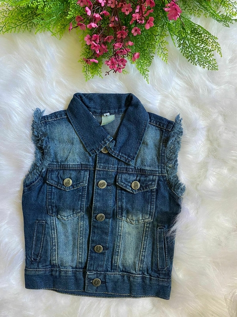 Colete Jeans Infantil Color Mini Lavagem Used