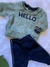 Conjunto Bebê Alakazoo Blusa Pelo Com Bordado Hello