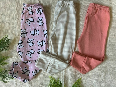 Kit 3 Calças Mijão Culote Bebê 100% Algodão- Proteção Solar Uv50+