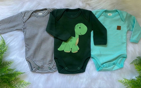 Kit 3 Bodys Bebê BabyBest 100% Algodão- Proteção Solar Uv50+