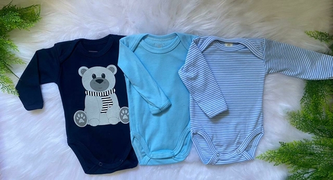 Kit 3 Bodys Bebê BabyBest 100% Algodão- Proteção Solar Uv50+