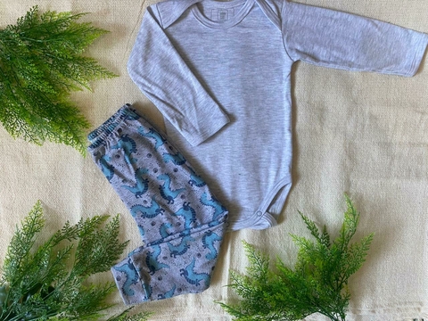 Conjunto Body e Calça Bebê 100% Algodão- Proteção Solar Uv50+