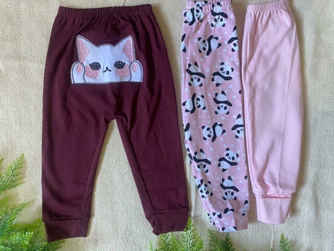 Kit 3 Calças Mijão Culote Bebê 100% Algodão- Proteção Solar Uv50+