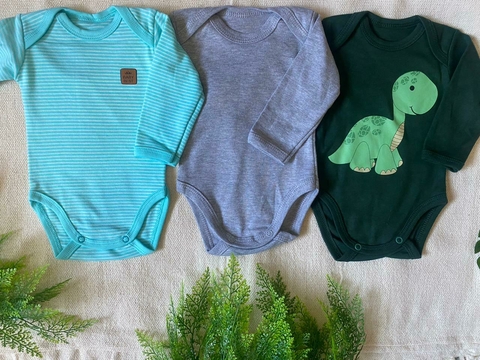 Kit 3 Bodys Bebê BabyBest 100% Algodão- Proteção Solar Uv50+